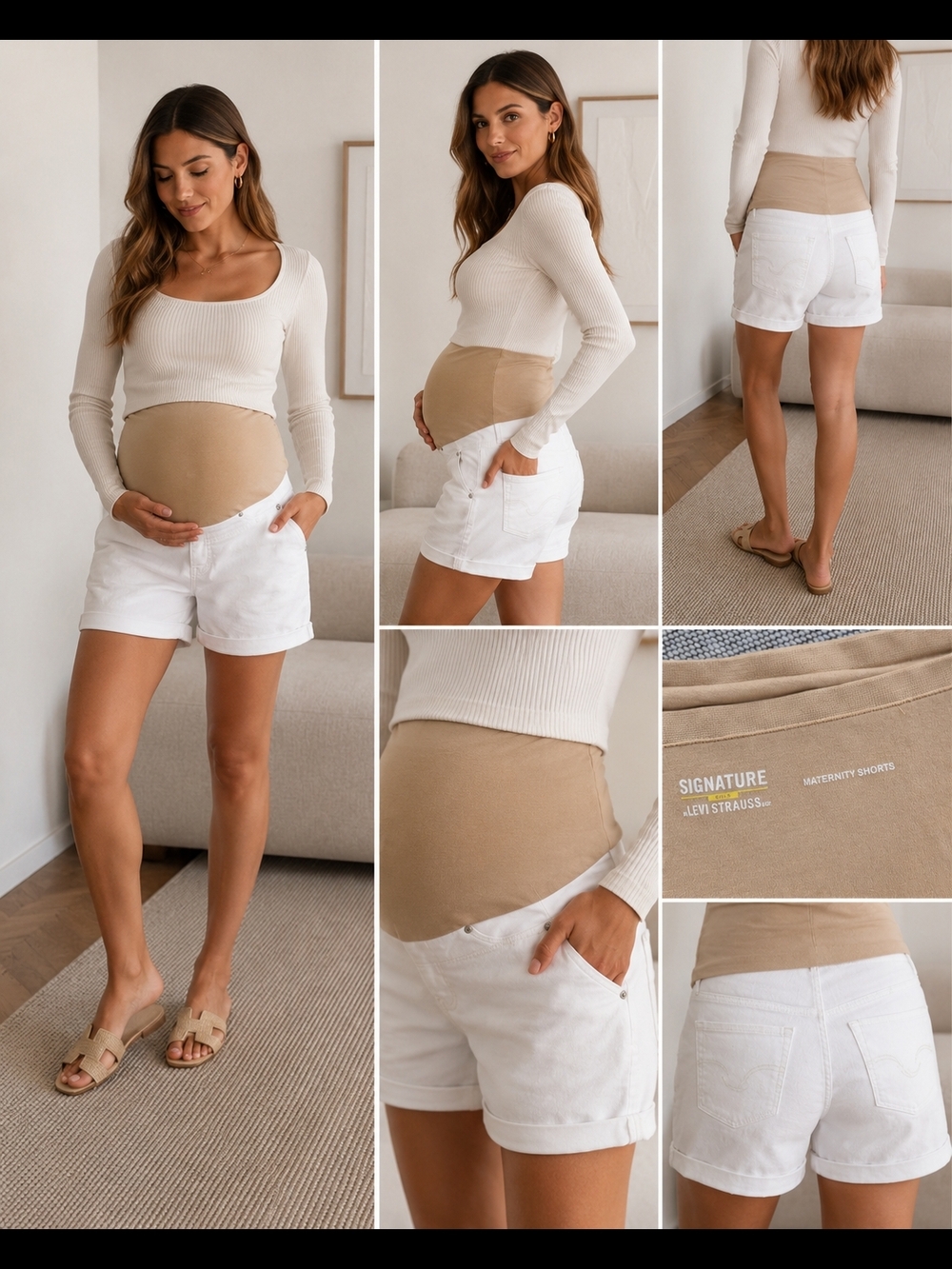 Levi Strauss White Maternity Shorts